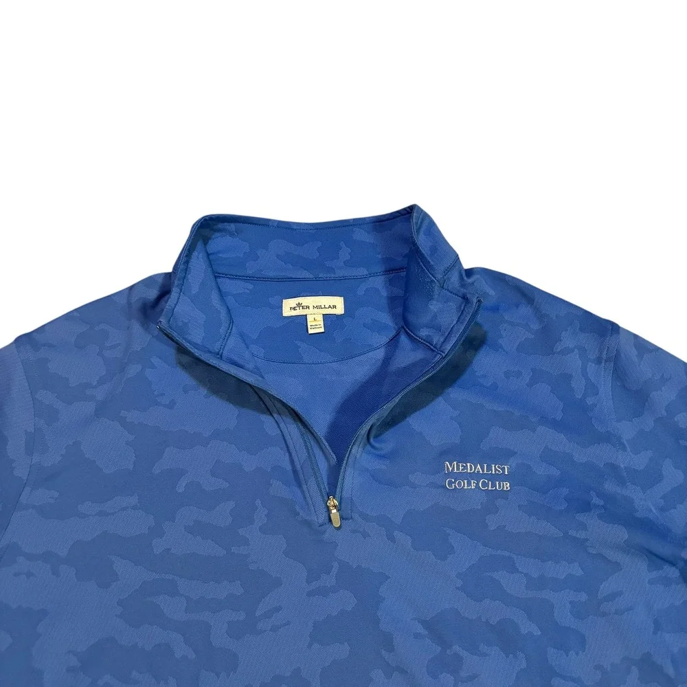 Peter Millar Royal Blue Camo Quarter-Zip Sweater